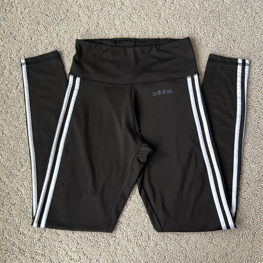 Adidas Climalite 3 Stripes High-Rise Leggings Active Athletic Tights Pants S EUC